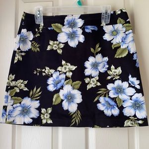 Rafaella Floral Denim Wide Waistband A-line Skirt